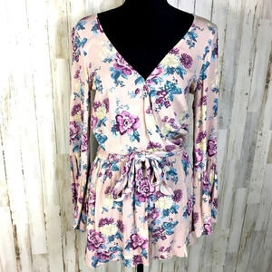 American Eagle Floral Bell Sleeve Romper Jumpsuit